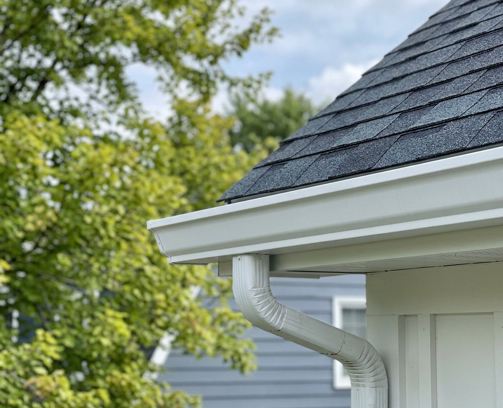Seamless gutter installation on a North Texas home - Roofing & Restoration of North Texas